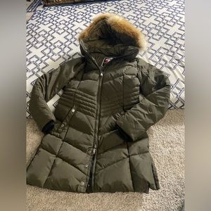 Pajar military green S small down puffer coat jacket fur